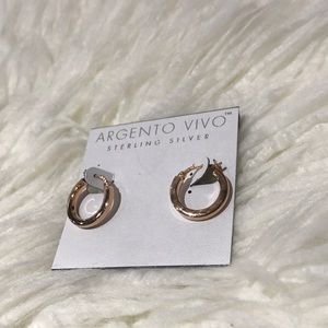 Argento Vivo sterling silver gold hoop earrings